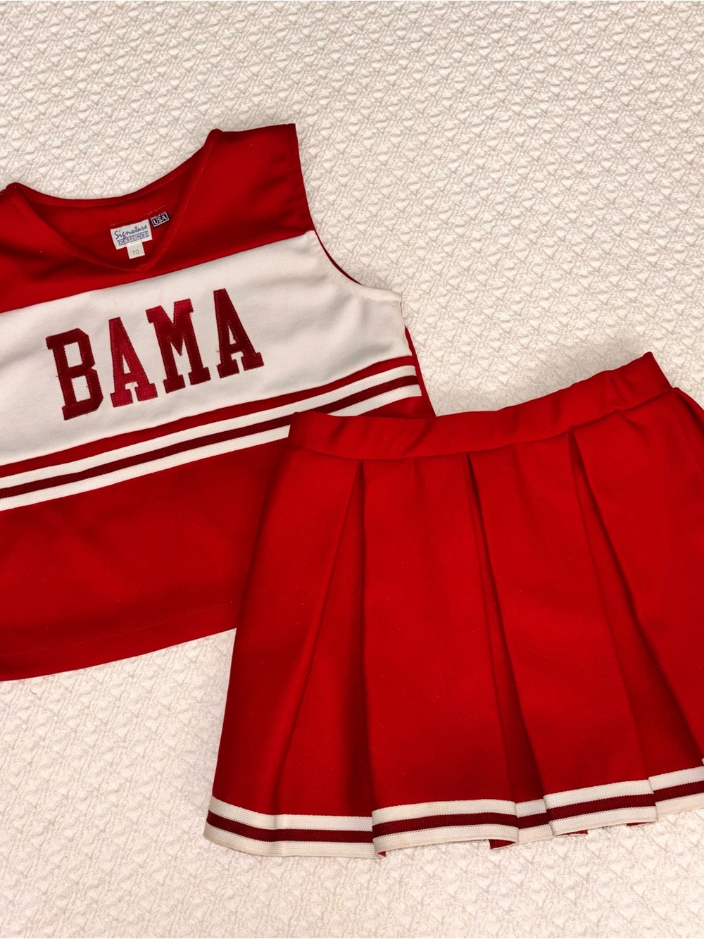 University of Alabama vintage made in the USA girl size 10 cheer set. Roll Tide.